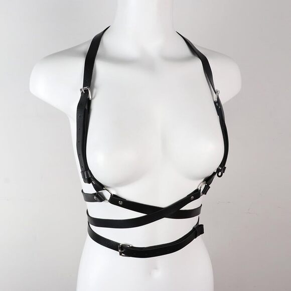 Women Punk Waist Belt Leather Harness Women Punk Leather Harness Body Chest😹 - Picture 5 of 6